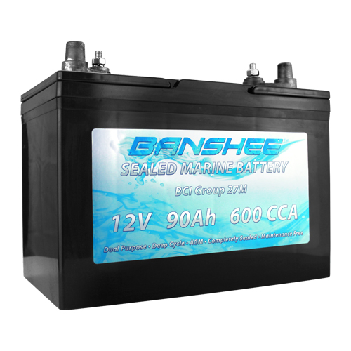 Banshee Sealed AGM Deep Cycle Marine Trolling Motor Battery Group 27