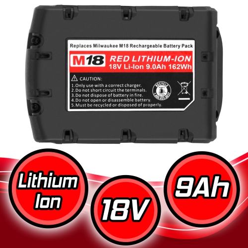 Replacement Battery Pack for Milwaukee 48-11-1850 M18 Red Lithium 18V 9.0ah 3