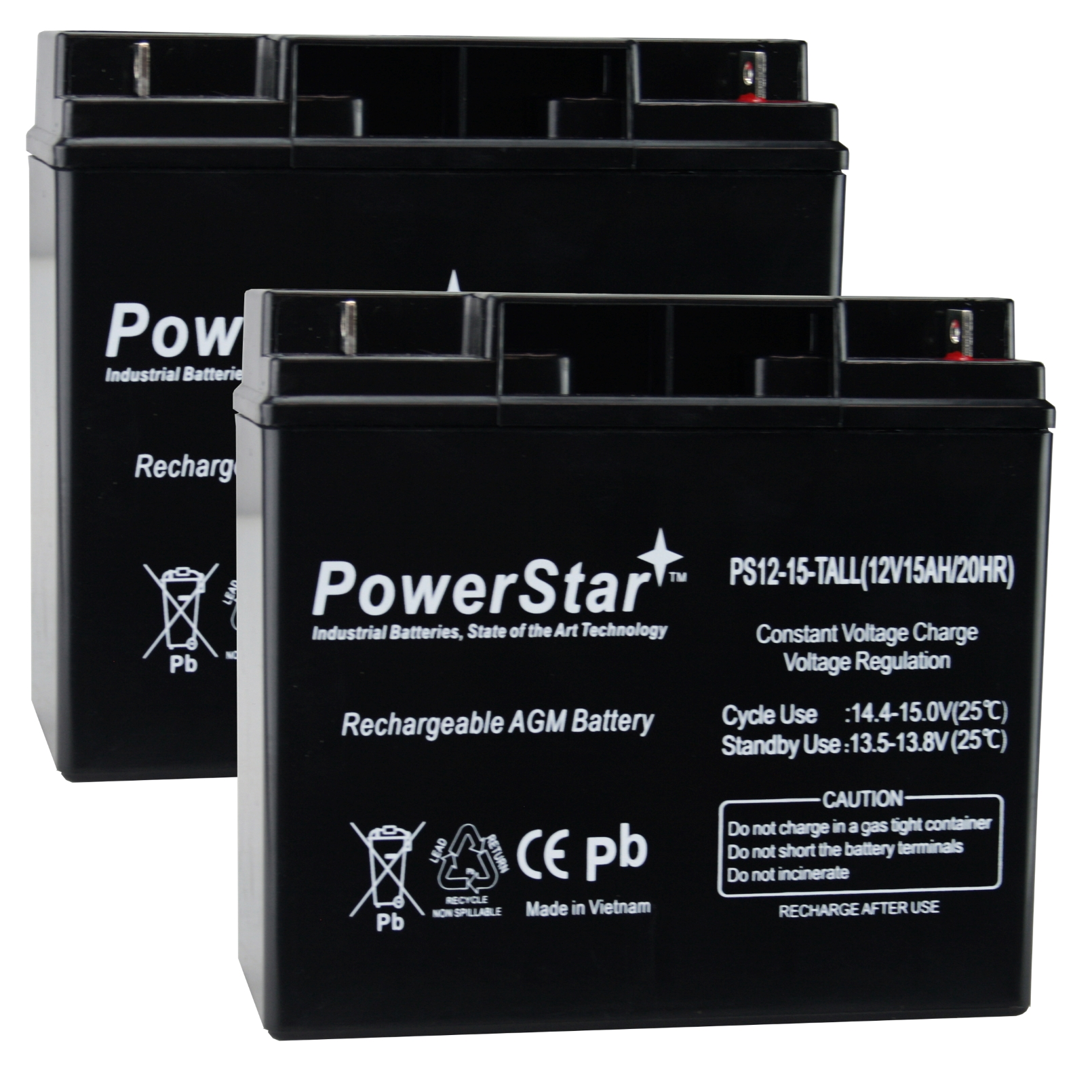 PowerStar 12V 15Ah Wheelchair Mobility Scooter Battery Replaces 17Ah-2YR Warran 1