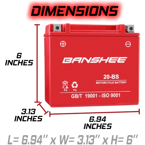 Banshee Replacement YTX20-BS High Performance AGM Battery for Harley Davidson XL XLH Sportster 87-96 5