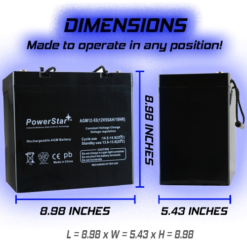 12V 55AH SLA Sealed Battery for SLA1165 2 Year Warranty 7