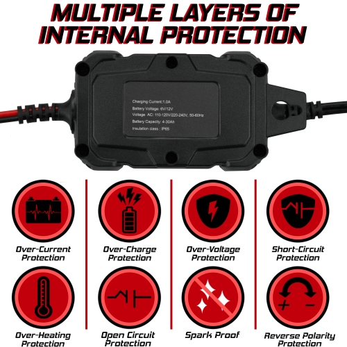 3 Pack Battery Charger Maintainer Trickle 6V 12V 1A Car Automatic Motorcycle