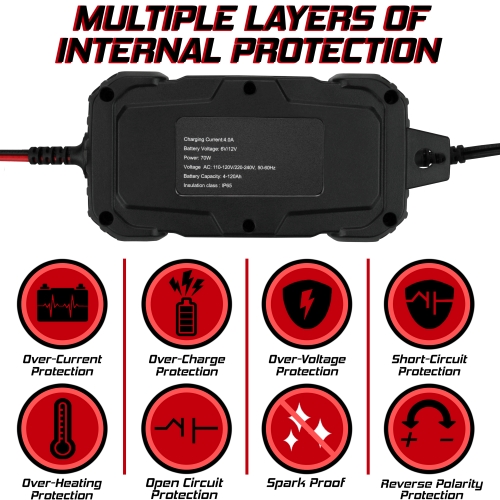 Banshee 6V/12V Car & Motorcycle Battery 4 Amp Smart Charger