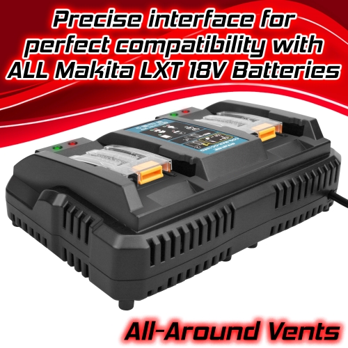 2 Banshee Replacement Batteries For Makita 18V LXT, with Dual Port Rapid Charger 7