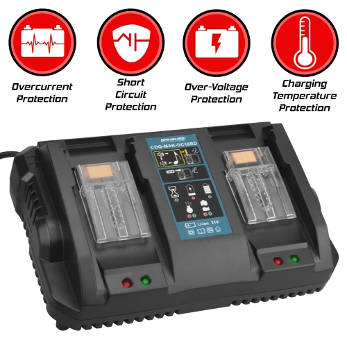 2 Banshee Replacement Batteries For Makita 18V LXT, with Dual Port Rapid Charger 8