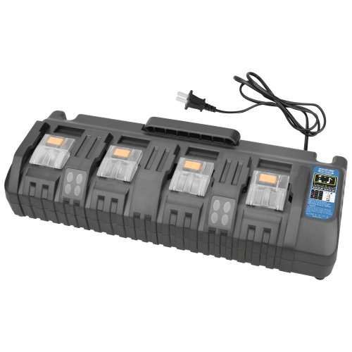 Banshee 4-Port Battery Charger DC18SF Compatible with 14.4V-18V Lithium-Ion Batteries BL1850 BL1830 BL1840 BL1860 Fast Charging Station with Dual USB Ports (Tool Only)