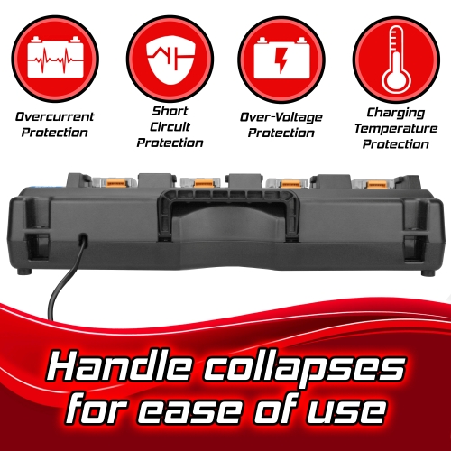 Banshee 4-Port Battery Charger DC18SF Compatible with 14.4V-18V Lithium-Ion Batteries BL1850 BL1830 BL1840 BL1860 Fast Charging Station with Dual USB Ports (Tool Only)