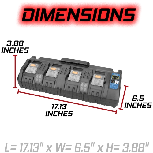 Banshee 4-Port Battery Charger DC18SF Compatible with 14.4V-18V Lithium-Ion Batteries BL1850 BL1830 BL1840 BL1860 Fast Charging Station with Dual USB Ports (Tool Only)