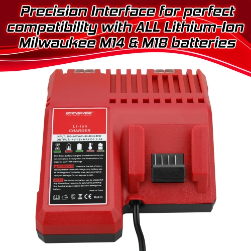 Banshee Charger for All Milwaukee M14 & M18 Lithium-Ion Batteries