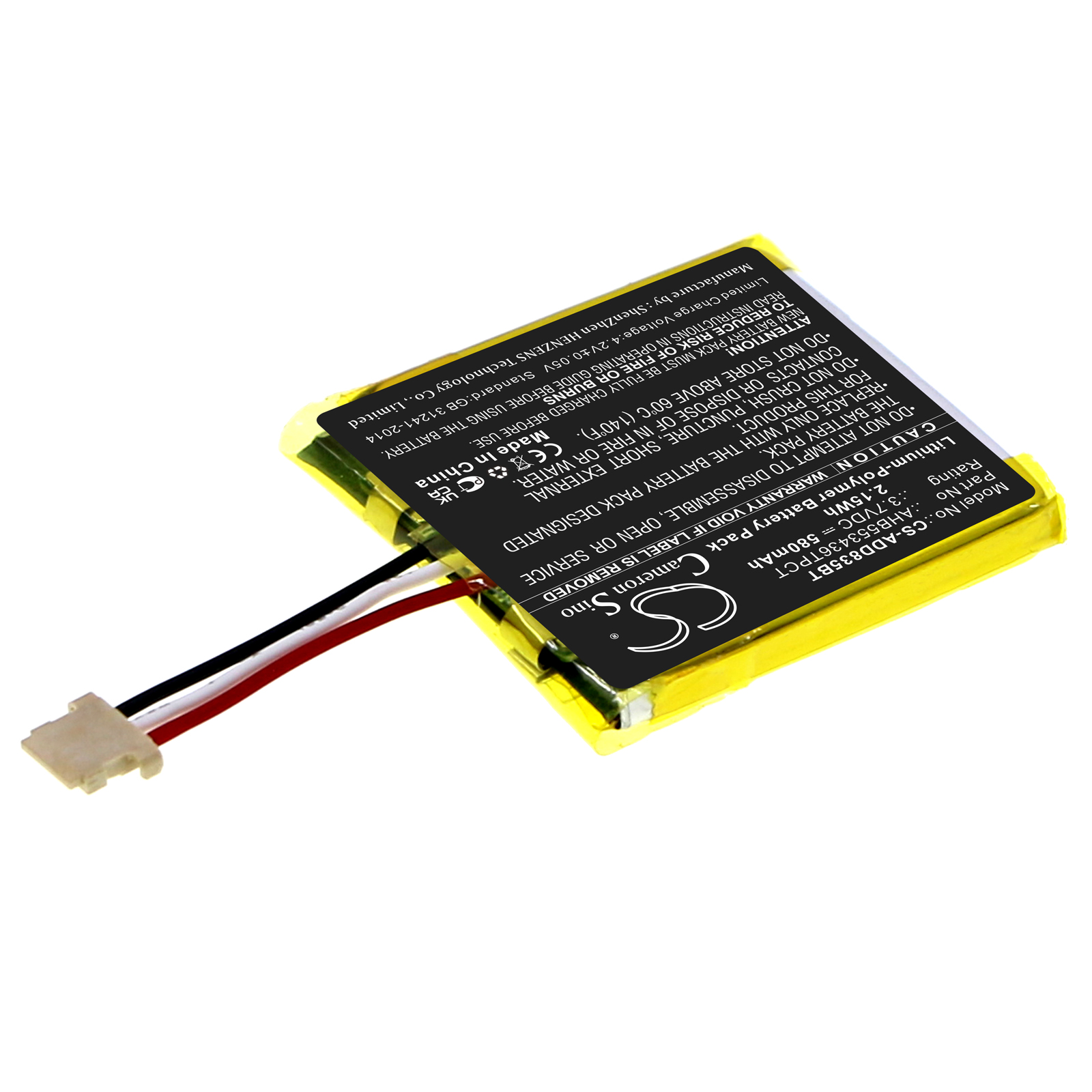 Battery for ADT Wireless HD Doorbell Camera DBC835 DBC835-V2 AHB553436TPCT