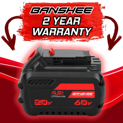 2 Pack of Banshee 4.5Ah Replacement for Dewalt 20V MAX Powertool Batteries: DCB180, DCB181, DCB181-XJ, DCB200, DCB201, DCB201-2, DCB203, DCB204, DCB205, DCB206, DCB207, DCB209, N123282, N123283