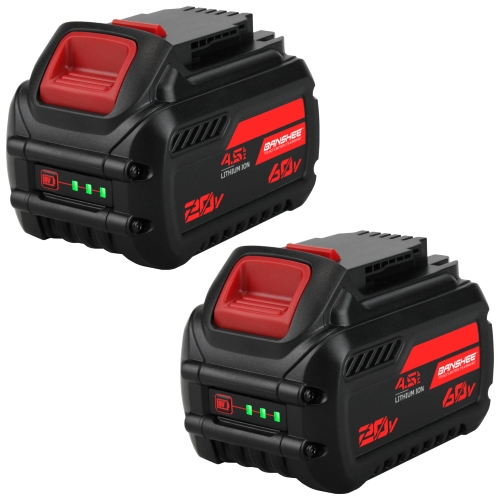 2 Pack of Banshee 4.5Ah Replacement for Dewalt 20V MAX Powertool Batteries: DCB180, DCB181, DCB181-XJ, DCB200, DCB201, DCB201-2, DCB203, DCB204, DCB205, DCB206, DCB207, DCB209, N123282, N123283