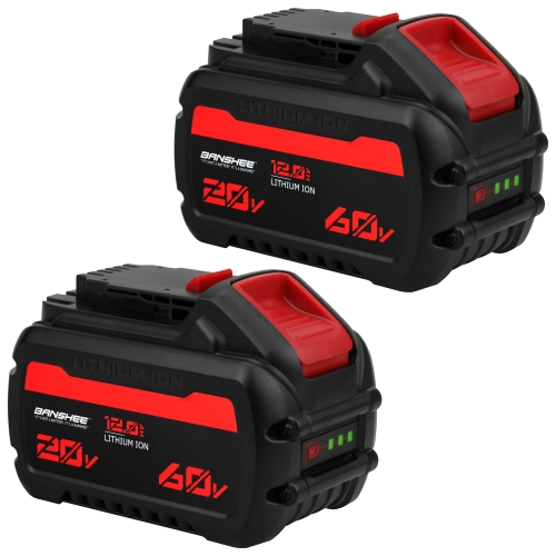 2 Pack of Banshee 12Ah Replacements for Dewalt 20V MAX, 60V MAX, & 120V MAX Powertool Batteries