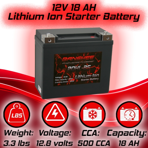 Banshee 12V 18Ah Lithium 20L-BS Battery for Fishing Boat 25HP or Less Motors