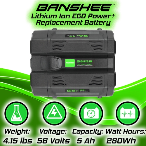 Banshee Lithium Ion Replacement Battery for All EGO 56V Power+ Tools and Chargers