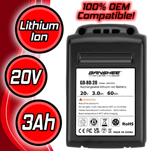 3Ah Banshee Replacement Battery for All Black & Decker 20V Max & Porter Cable 20V Max Power Tools