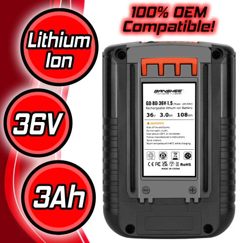 3.0Ah Battery For Black and Decker 40 Volt Max Lithium Ion LBXR36 LBX2040 LSW36