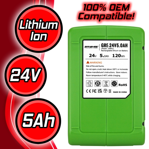 48V Combo - 2 Pack of 24V 5Ah Lithium Replacement Batteries For All Greenworks 24V & 48V (2x24V) Tools