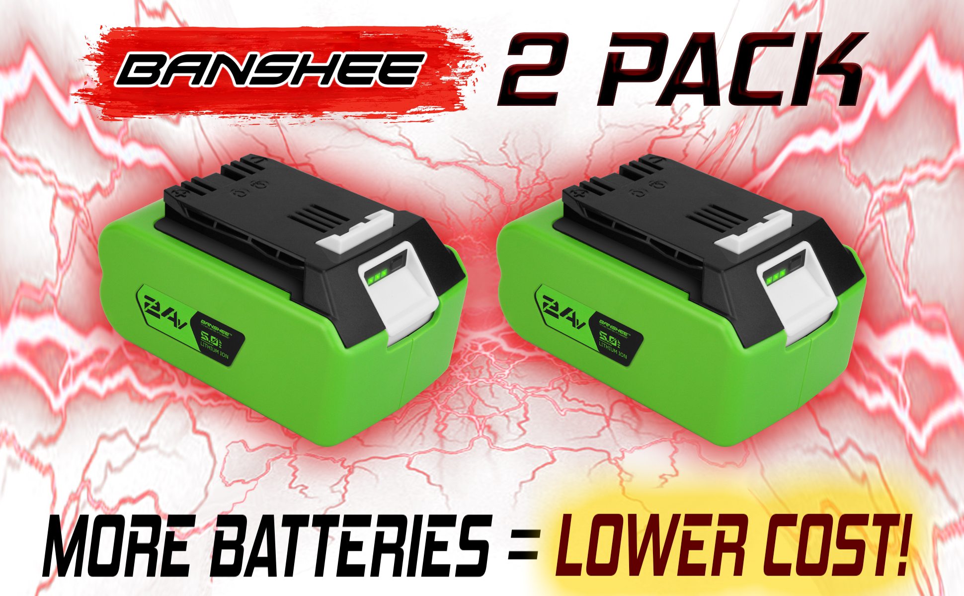 V Combo Pack Of V Ah Lithium Replacement Batteries For All