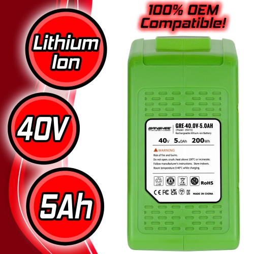 5Ah Banshee Replacement Battery for All Greenworks 40V Max Power Tools