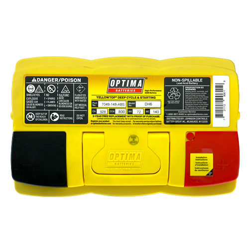 Optima Yellow Top Deep Cycle Battery, DH6 9048-148 800 CCA