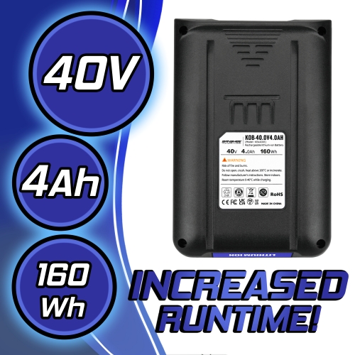 Banshee 4.0Ah 160Wh Replacement Battery For Kobalt 40V MAX KB 240-03 Ultimate Output Li-Ion battery