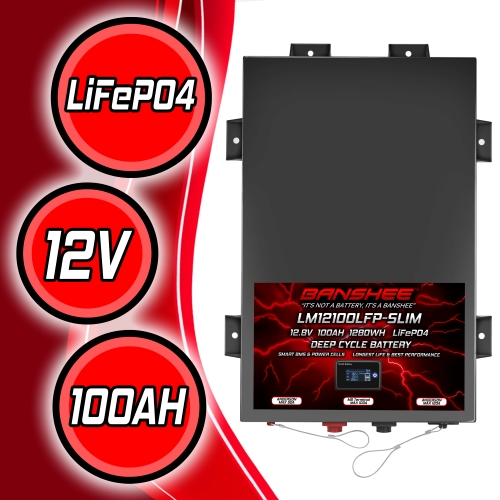 100Ah 12V Slimline Lithium Battery LiFePO4 Deep Cycle Battery