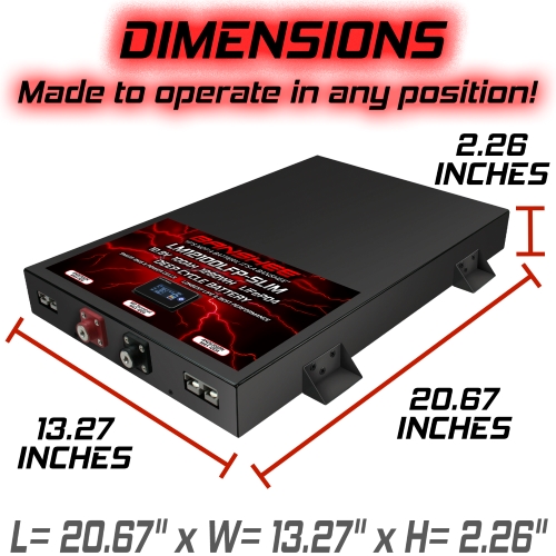 Super Slim 12V 100Ah Deep Cycle Lifepo4 Lithium Ion Battery Pack with Twin Anderson Style Connectors (50A & 120A) & M8 Insert Terminals