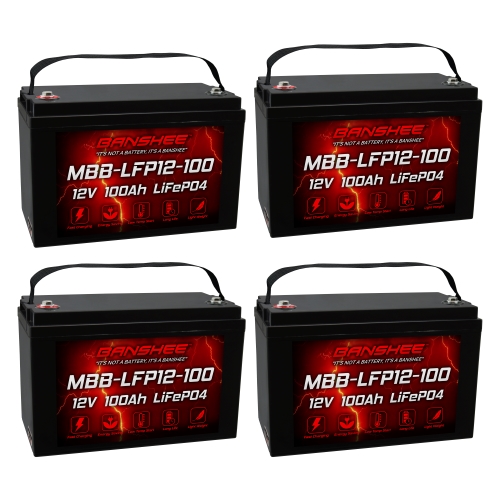 Banshee 12V 100Ah Lithium LiFePO4 Deep Cycle Battery, Built-In 100A BMS, 2000-5000 Cycles, 10-Year Lifetime, for RV, Boat, Golf Cart, Car, Solar Power Backup
