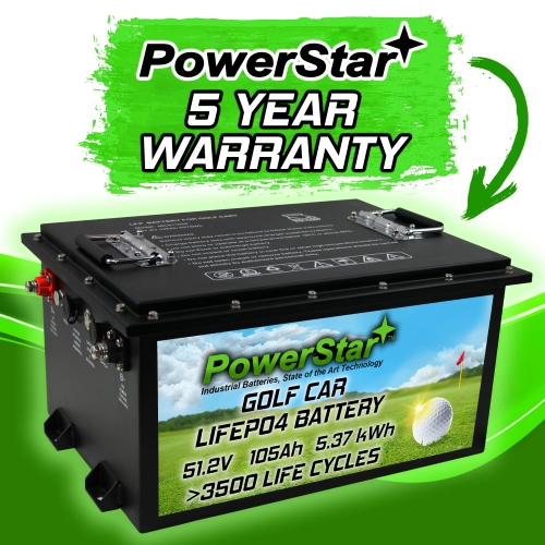 PowerStar 51.2 Volt 105Ah LiFePO4 Golf Cart Battery