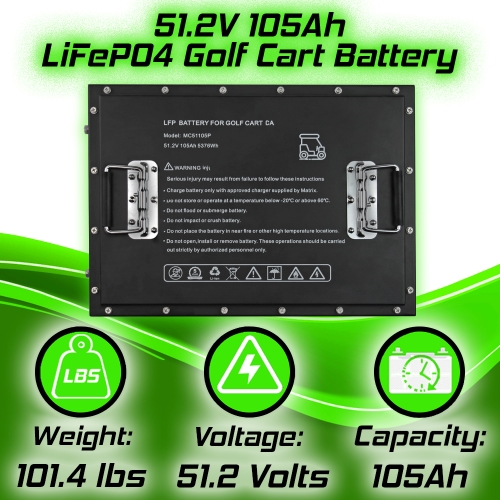 PowerStar 51.2 Volt 105Ah LiFePO4 Golf Cart Battery