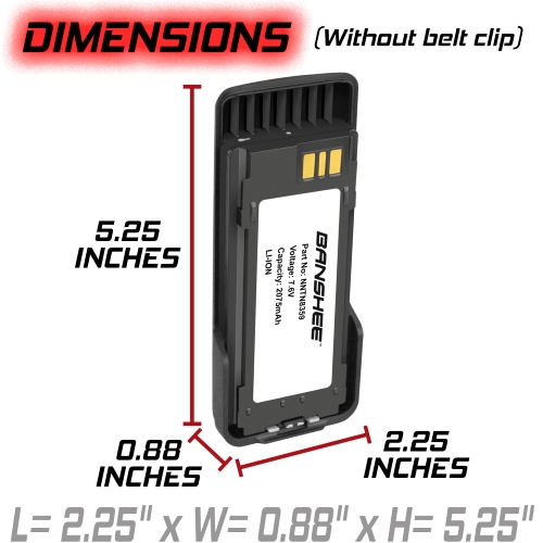 Banshee 7.6V 2075mAh Lithium Ion Battery, Replacement for Motorola Two-Way Radio Batteries: NNTN8359, NNTN8359A, NNTN8359C