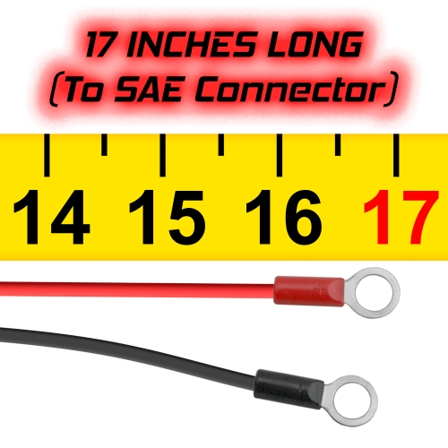 SAE Connector to O Rings, with 15A Protection Fuse for Safety, 2-Pin Quick Disconnect Plug, 17 Inches (1.42 Feet) 