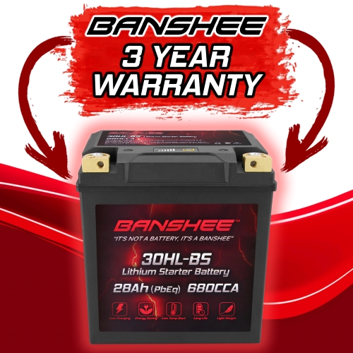 12V 28Ah (PbEq) 680CCA LiFePO4 Lithium Motorcycle Battery, Replaces YTX30HL-BS & YTX30L-BS