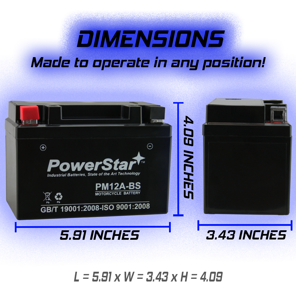 12A-BS PowerStar SLA AGM Battery 8