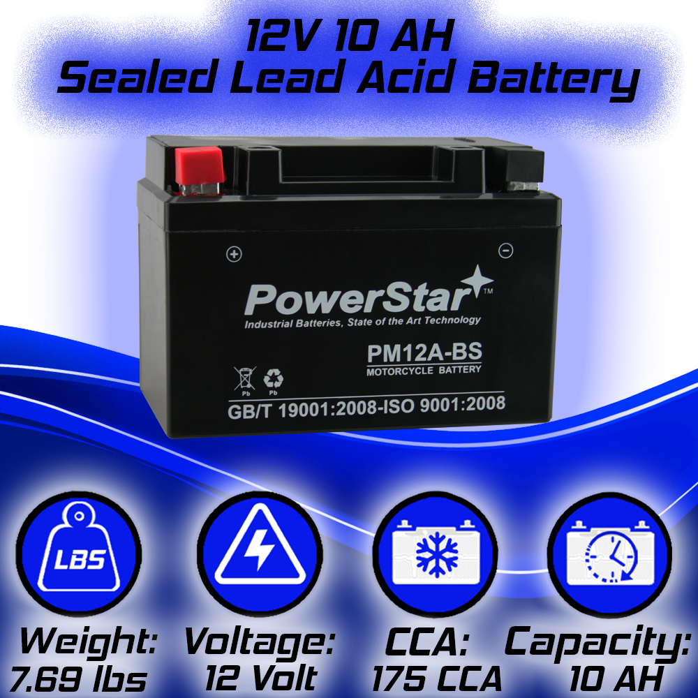 12A-BS PowerStar SLA AGM Battery 10