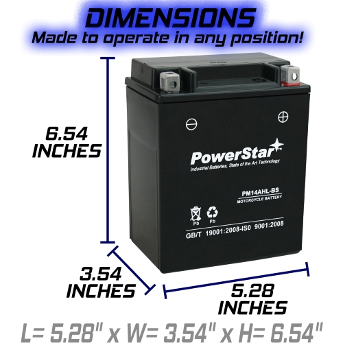 High Performance 12V SMF Battery Replacement YTX14AHL-BS Maintenance Free