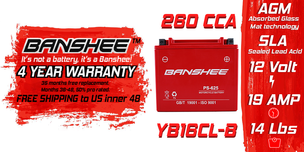 Banshee Replacement Battery for Odyssey ODS-AGM16CL Powersport Battery (PC625)