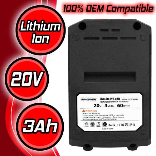 3Ah Banshee Replacement Battery for All Skil PWR CORE 20 & 20V Max Power Tools