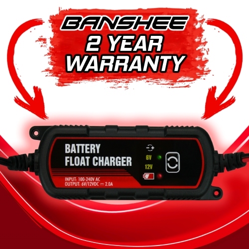 Float Charger for SLA Batteries 6v/12v 2A w/ Alligator & Eyelet Connectors