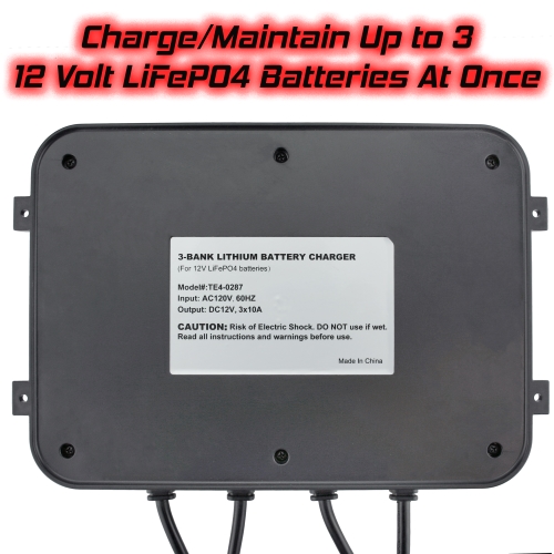 Banshee 10 Amp 12V 3 Bay Lithium Charger for LiFePO4 Batteries